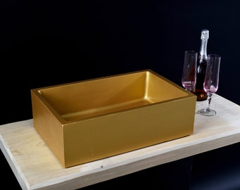 Gold Washbasin , Rectangular Gold Color Sink