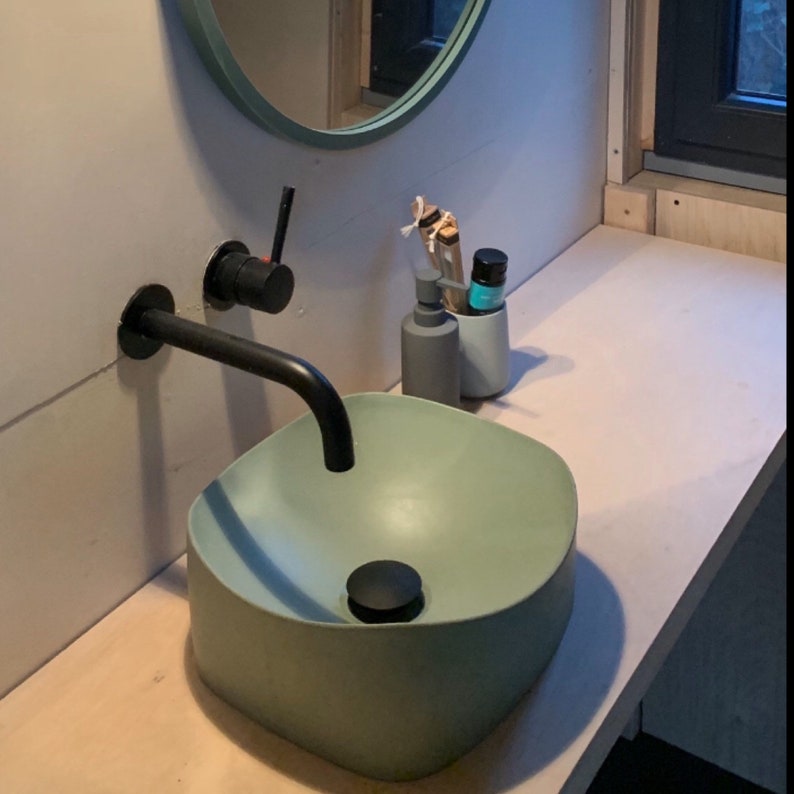 Concrete Sink Bathroom Sink Green Color Concrete Sink Etsy UK