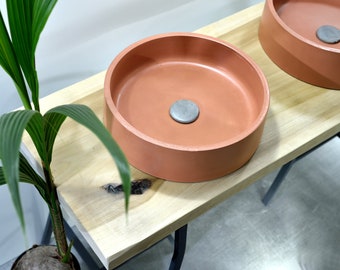 Orange Bathroom Sink / Concrete Bowl