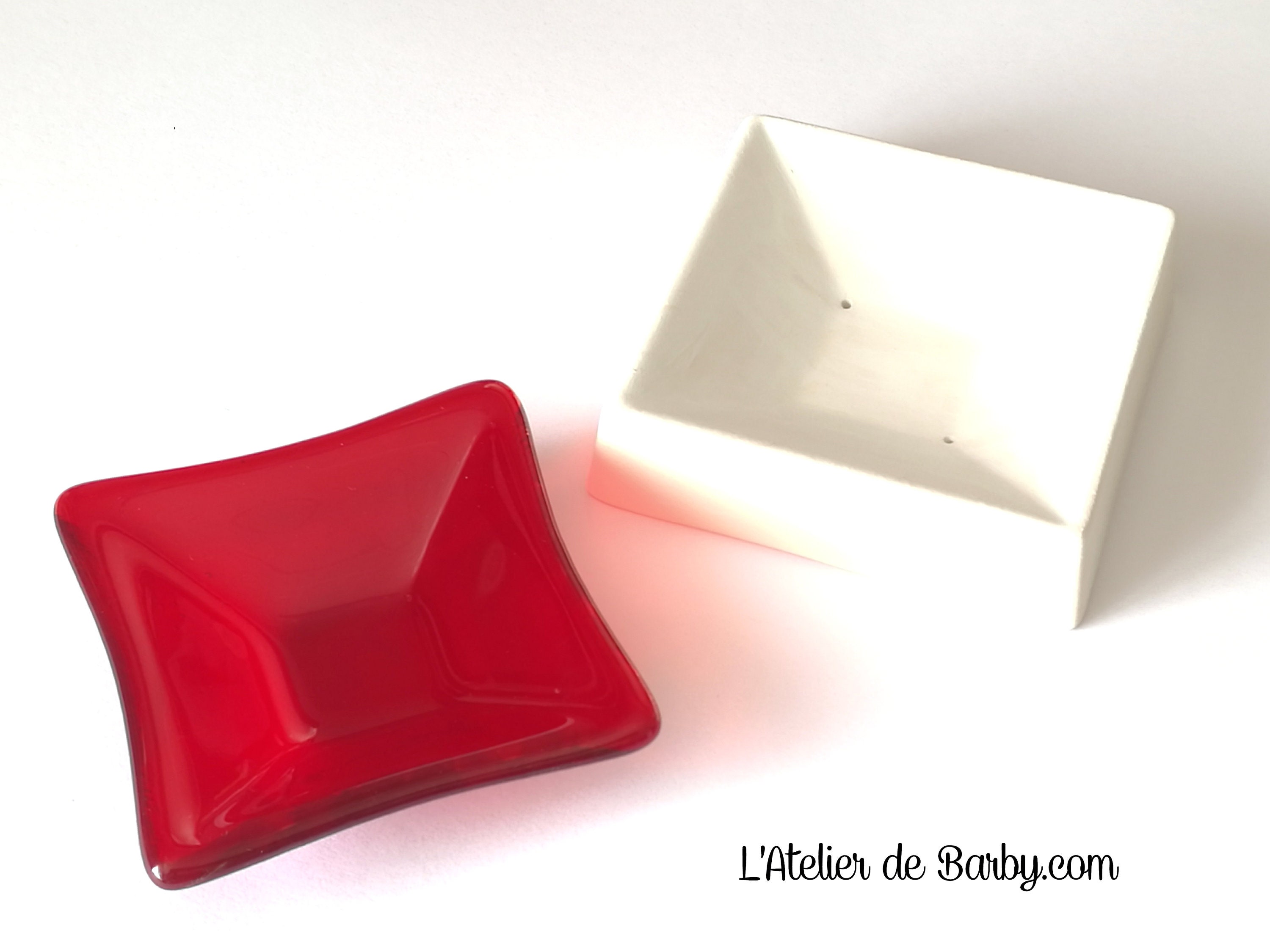 Vide Poche en Verre, Verre Fondu, Fused Glass, Glass Plate, Trinket Dish