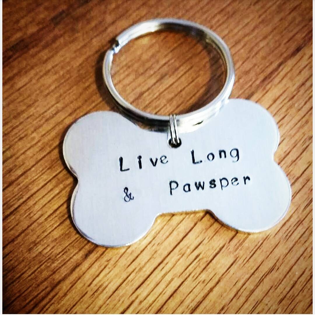 Custom dog Id tag live long and pawsper pet Id tag custom dog Etsy