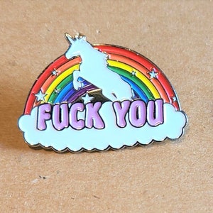 F*CK You Unicorn Pin - Nickel Silver Novelty Festival Festy Mini Necklace Wook Tiny Novelty Hat Pin Enamel Pin Funny Joke