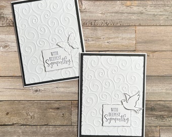 Handmade Sympathy Card: Embossed Swirls, Dove or Butterfly