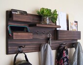 Entryway Organizer Coat and Key Rack with Mail Pocket