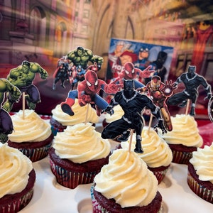 Superhero Cupcake Toppers: Avengers Birthday Party Decor