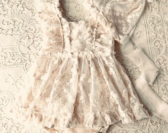 Alanna Sitter Set Photo Prop Outfit, Conjunto de niñera, Vestido de utilería de fotografía, Romper, Conjunto de estilo vintage, Conjunto de niñera Boho