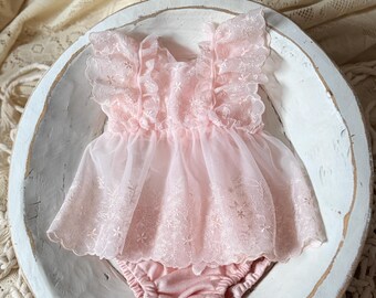 Vestido de fotografía estilo vintage, vestido de encaje para recién nacido, vestido rosa para niñera, vestido de fotografía
