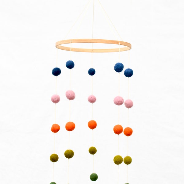 Woodland Tones Wool Felt Ball Pom Pom Mobile