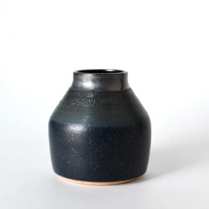 Black & Grey Metallic Bud Vase | Stoneware Ceramic Pottery
