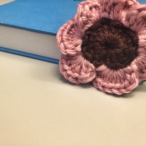 Crochet Flower Bookmark - Lavender Flower, Brown Stem