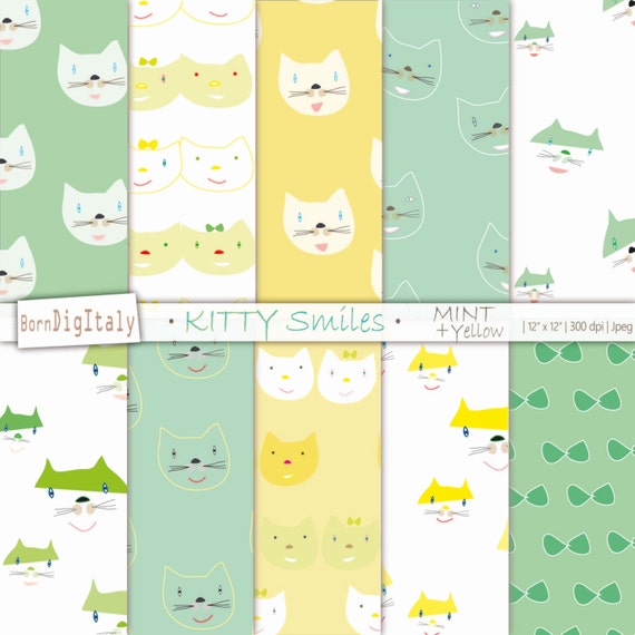 Cats Printable Paper Digital Scrapbook Paper Cute Gift | Etsy