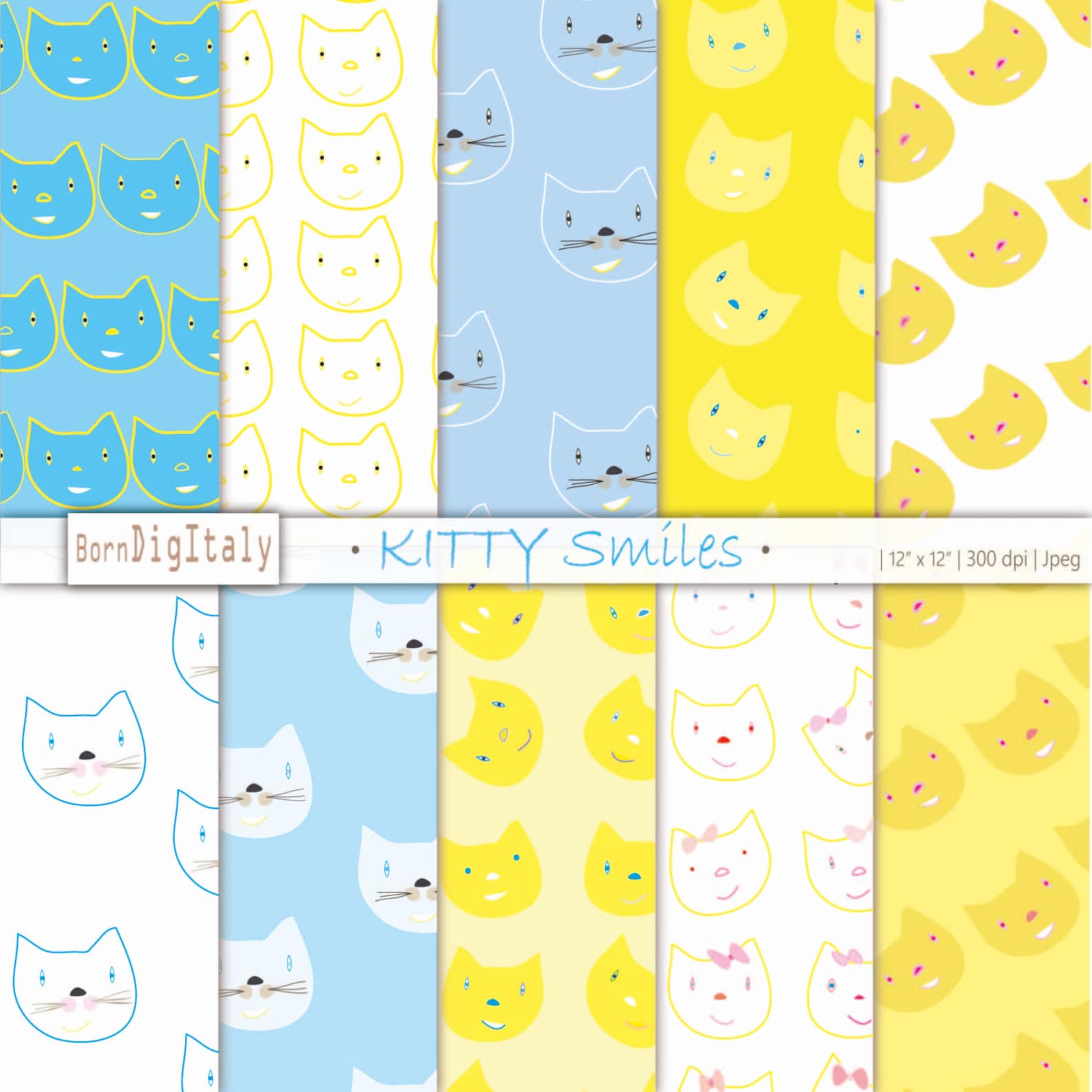 Cats Printable Gift Wrapping Paper Cute Kitten Digital Etsy