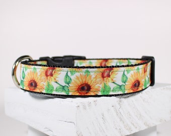 Sunflower Dog Collar, Flower Dog Collar, Colorful Floral Collar, 1 Inch, Adjustable Dog Collar, Girly Dog Collar, Girl Dog Collar