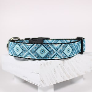 Blue Diamond Aztec Dog Collar,Aztec Dog Collar, Tribal Dog Collar, Pet Collar, Aztec Print, 1 Inch Dog Collar, Adjustable Collar