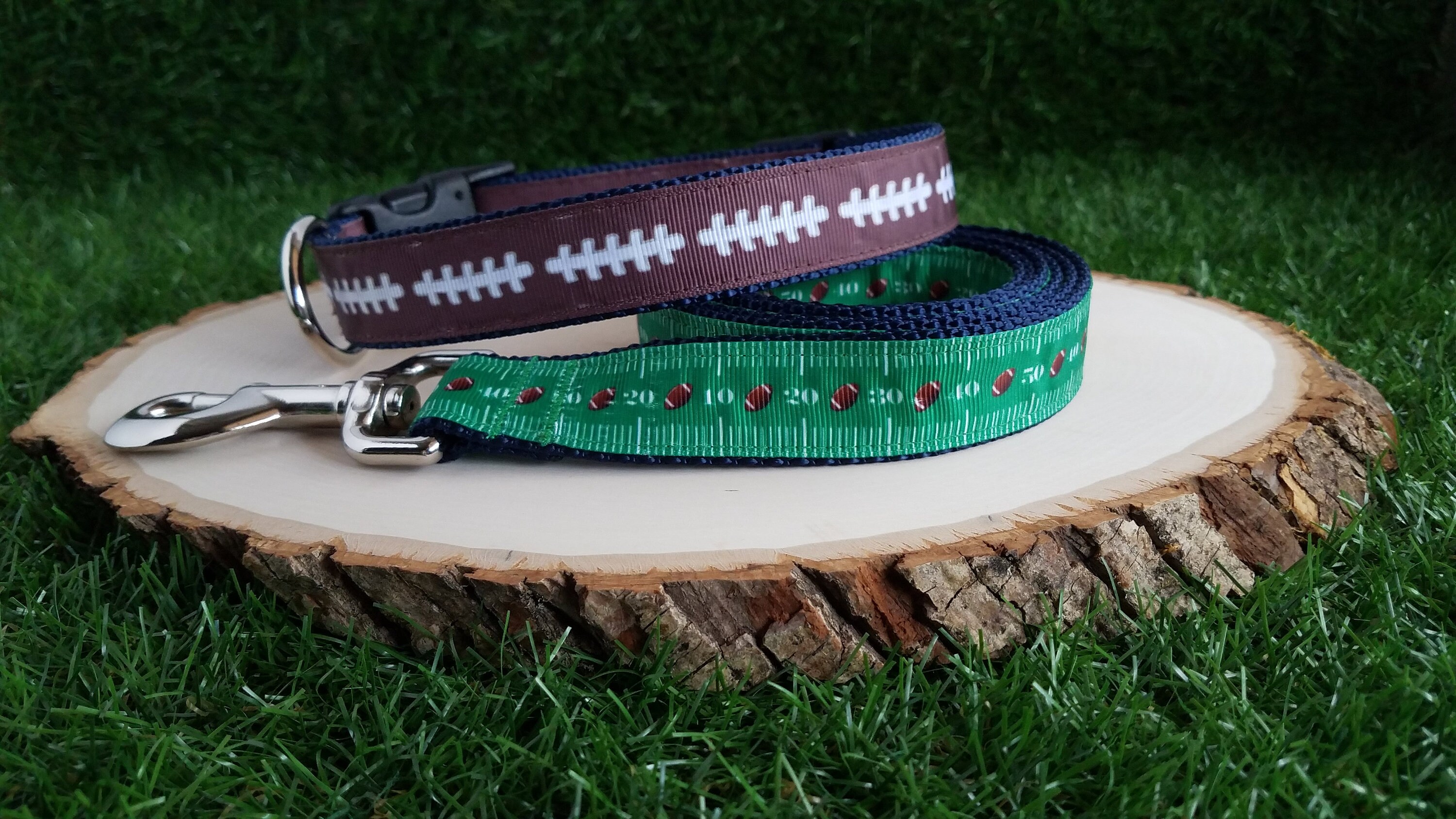 Football Dog Collar And Leash Set Game day Dog Collar Etsy