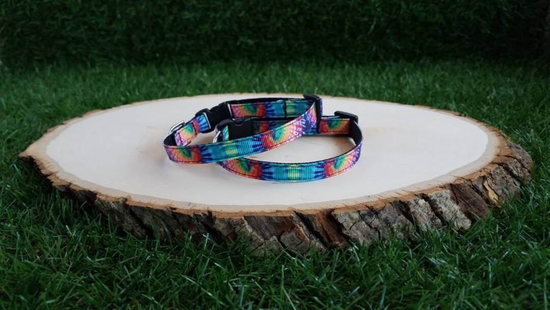 Tie Dye Dog Collar, Hippie Dog Collar, Colorful Pet Collar, Adjustable