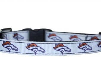 Denver Broncos Mini Or Extra Small 3/8" Dog Or Cat Collar