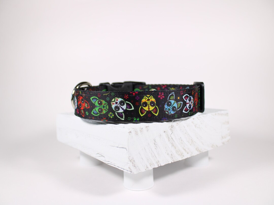 Sugar Skull Dog Collar, Day of the Dead Dog Collar, 1 Inch Dog Collar