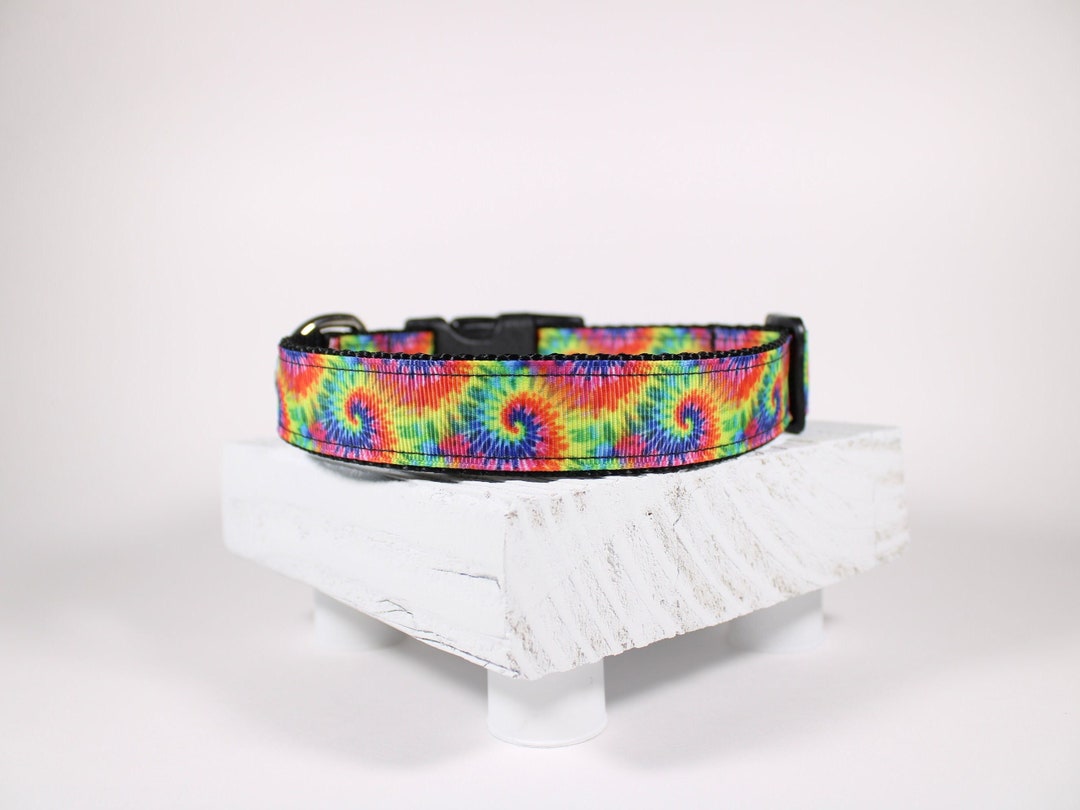 Tie Dye Dog Collar, Hippie Dog Collar, Colorful Pet Collar, Adjustable