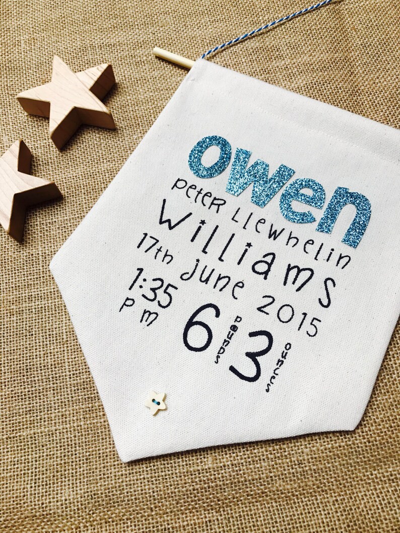 Personalised Wall Banner for New Baby Boy Christening or 1st Etsy UK