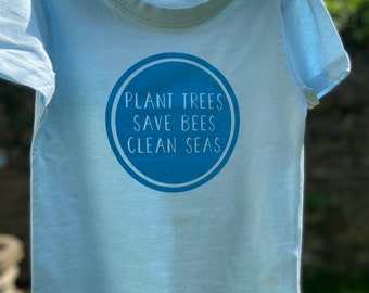 Plant Trees Save Bees Kids Tee: Eco-Friendly Cotton