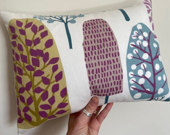 Autumnal Tree Print Cushion: Handmade Cotton Pillow