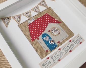 Personalized New Home Picture Frame, Rustic Applique Design