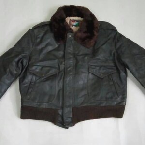 Vtg DOG-FIGHT A-2 Aviator Bomber Horsehide Leather Flight Jacket 