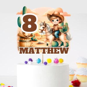Topper per torta stampabile Cowboy Wild West modello modificabile per torte topper ragazzi 1o 2o 3o 4o qualsiasi età compleanno rodeo ranch torta topper F5