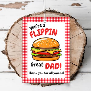 Étiquette cadeau imprimable pour la fête des pères Étiquette géniale Flippin's Étiquette hamburger NON MODIFIABLE Panier hamburger Étiquette à biscuits Cadeau fête des pères pour grillades