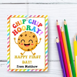 Printable Back to school gift tag editable sweet treat tag first day Teacher classroom students cookie sweets chips treat bag tags template