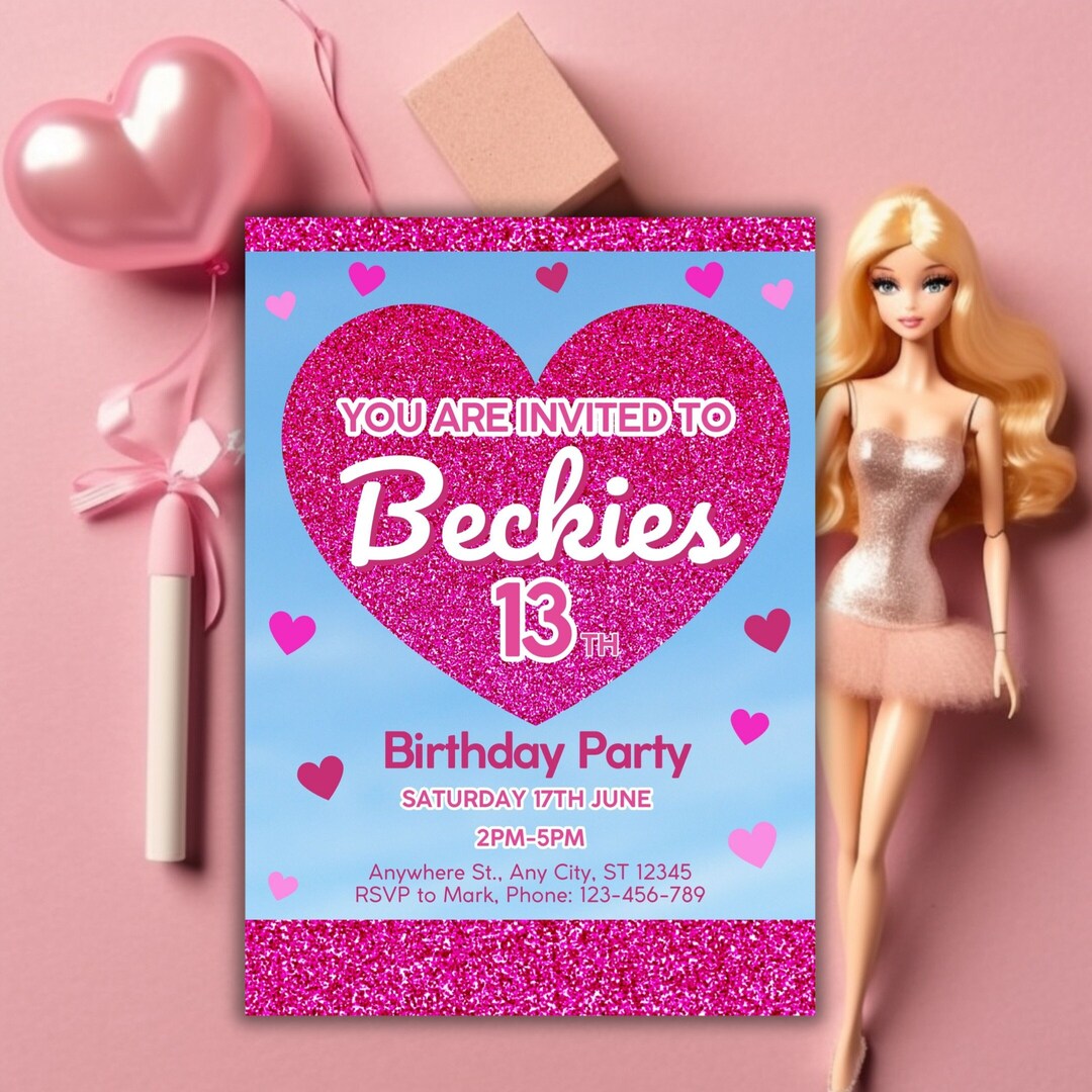 Printable Pink Glitz Birthday Party Invitation, Teens Birthday, Tweens ...