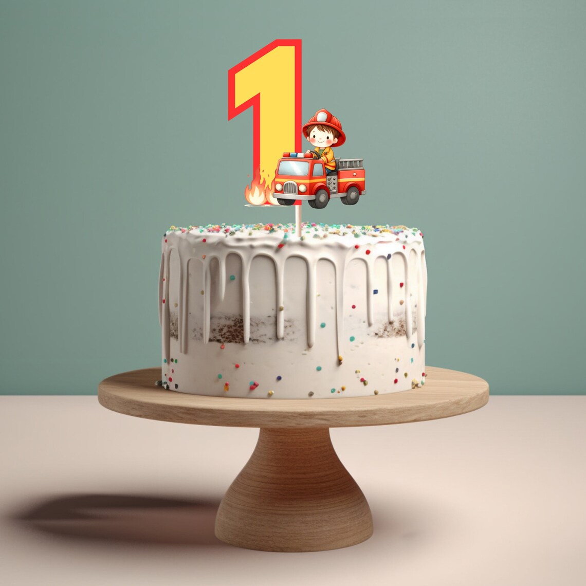 Fire Fighter Topper Printable Fireman 1st Birthday Cake Topper Fire Engine Cake Topper Fire ...