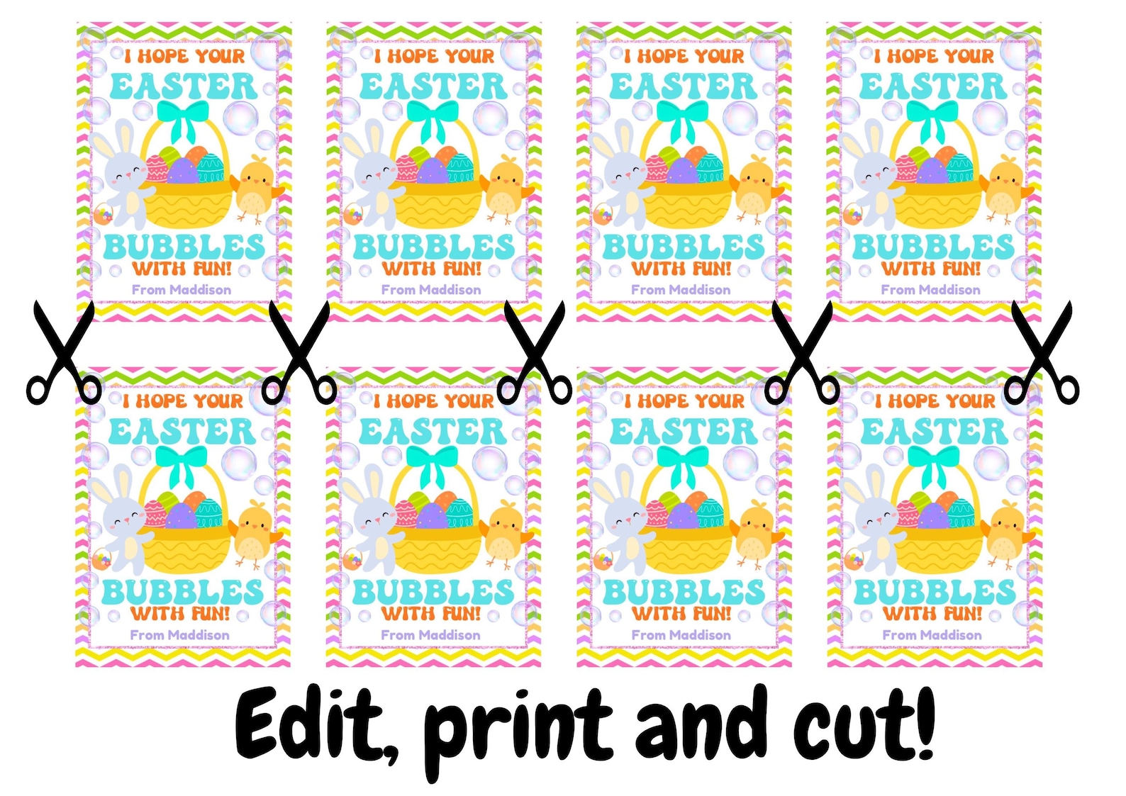 Easter Raffle Bubble Text Printable Easter Bubbles Gift Tag Editable Bunny School Classroom ...