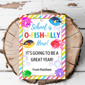 Printable Fish Back to School Tag Editable Fish Gift Tag First Day of ...