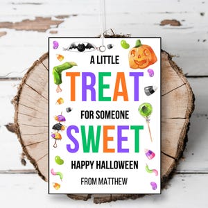 Printable Happy halloween gift tag Editable treat for someone sweet tag school classroom favors Halloween party tags costume party template