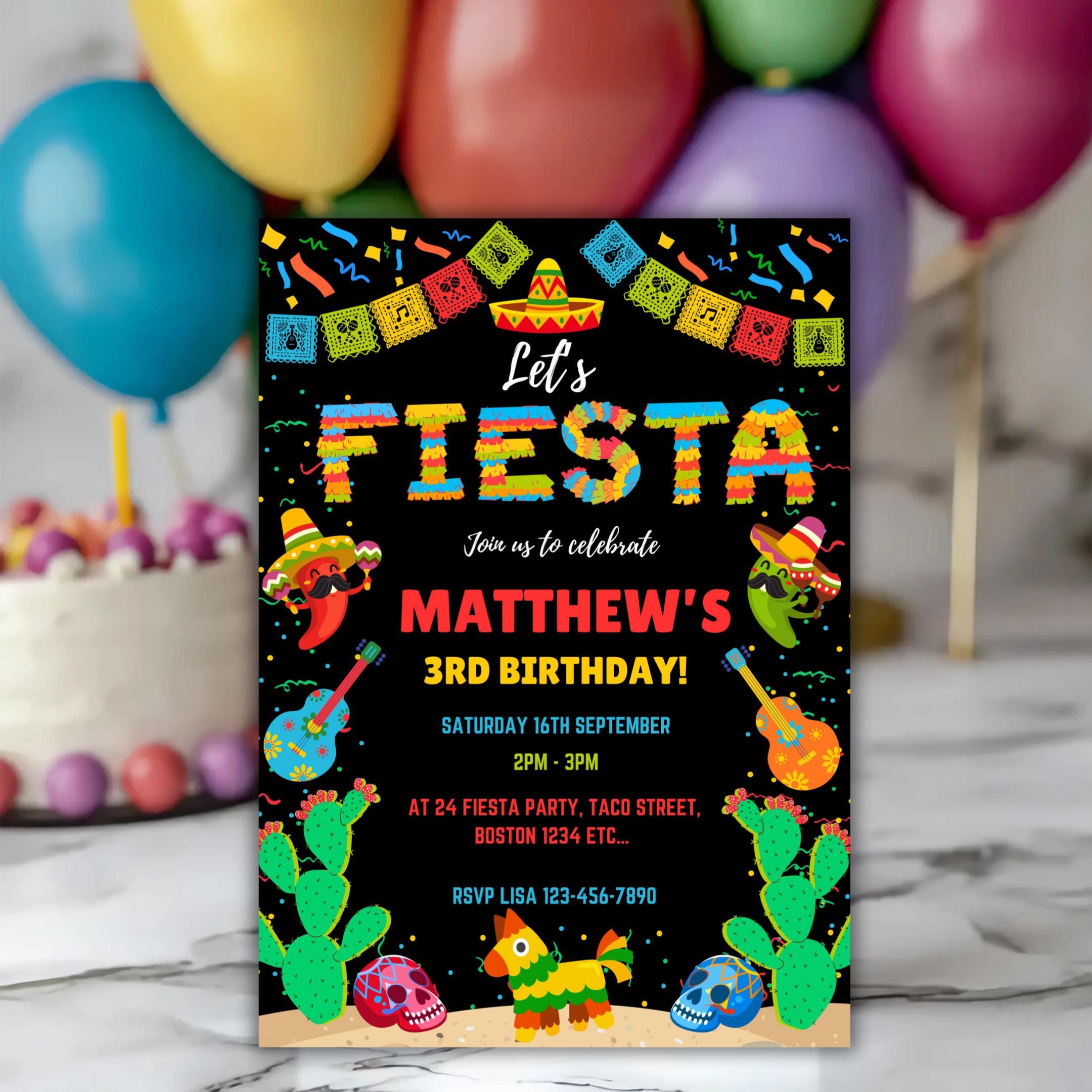 Printable Mexican Birthday Invitation Fiesta Party Editable Mexican ...