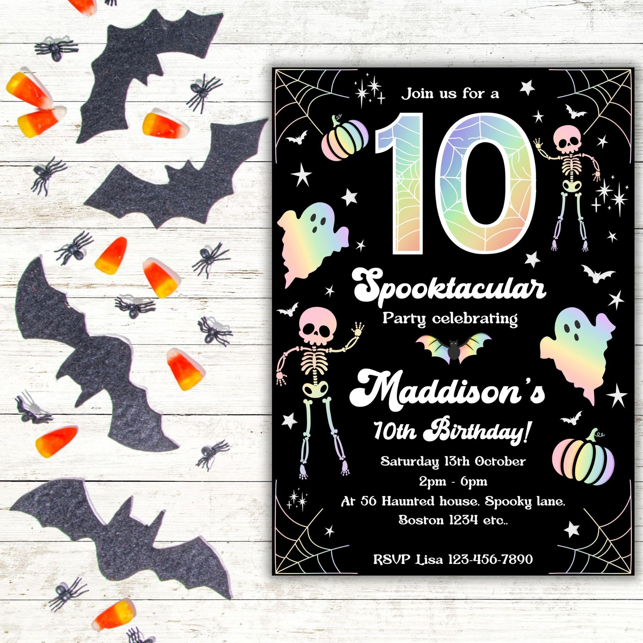 Biglietti D'invito Vuoti A Forma Di Ragno Per Halloween - Set Da 10 Con Buste, Design Gotico