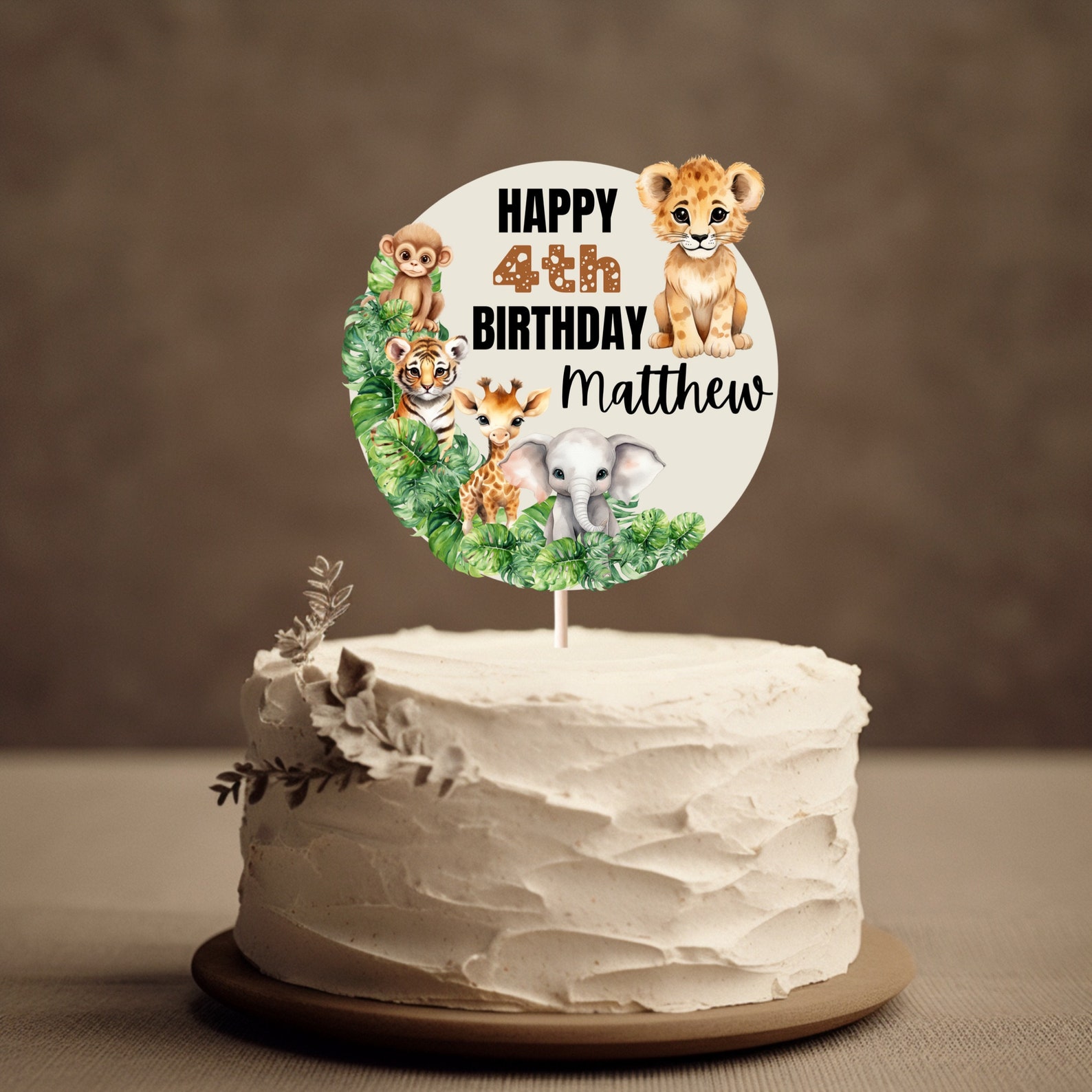 Printable Jungle Birthday Party Cake Topper Wild Animals Jungle Safari ...