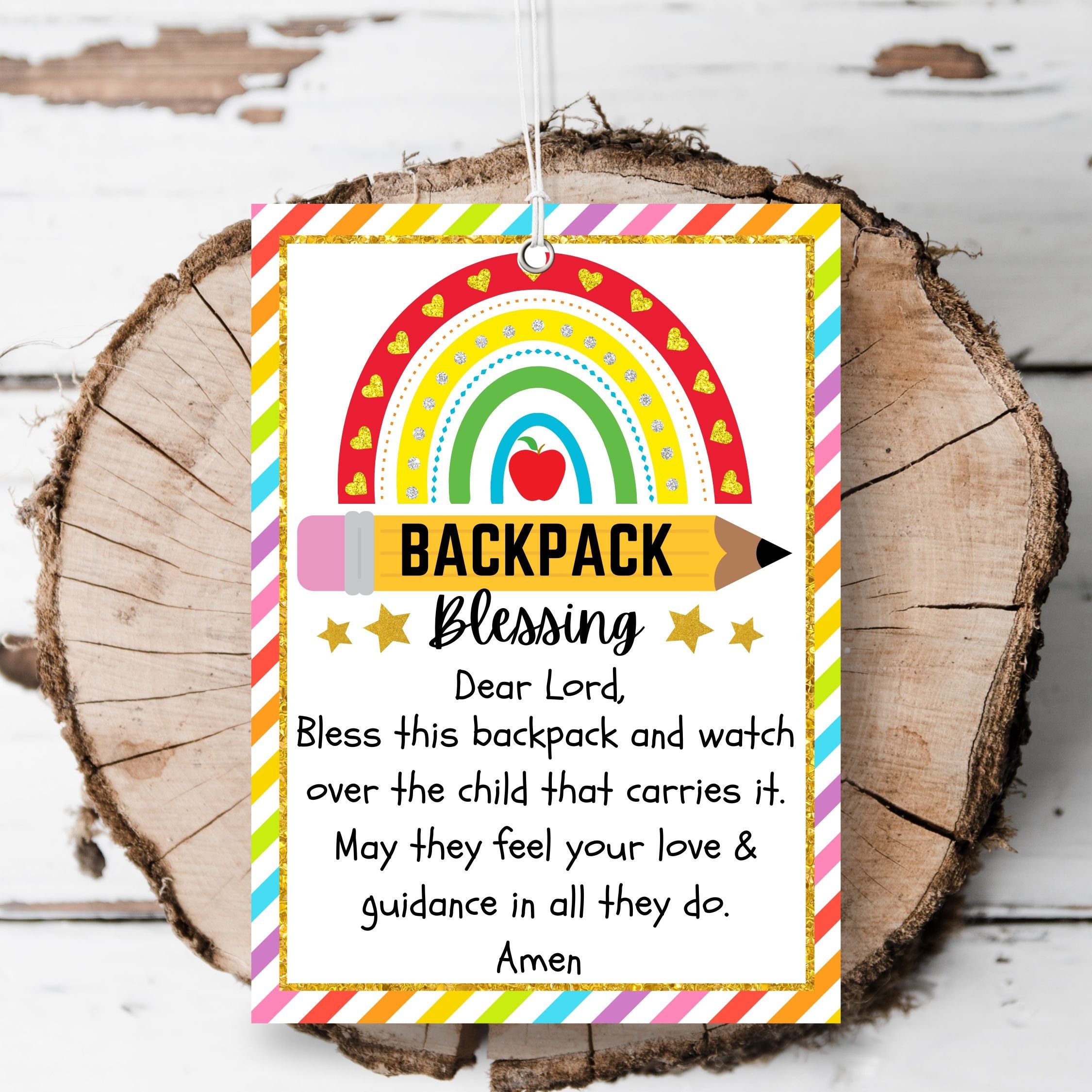 Printable Backpack Blessing Tag Back to School Gift Tag NON EDITABLE ...