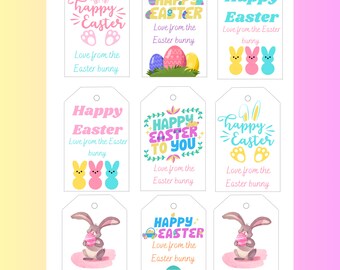 Étiquettes imprimables de cadeau de panier de Pâques étiquettes de Pâques personnalisées Étiquette de cadeau de Pâques modifiable Téléchargement instantané Étiquettes de Pâques de vacances de printemps