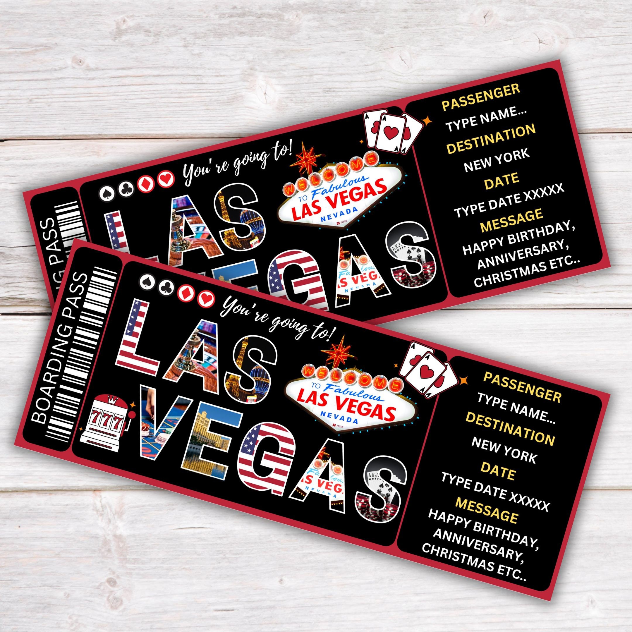 Printable Las Vegas Boarding Pass Template Editable Las Vegas Plane ...