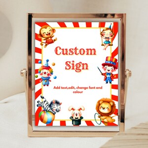 Afdrukbare circus carnaval aangepaste verjaardagsfeestje bord sjabloon kermis Tafelblad bord kermis streep bord geschenken en kaarten feestartikelen E4