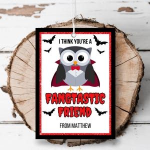 Printable vampire halloween gift tag Editable trick or treat tag school classroom favors Halloween party tags boo tag costume party template