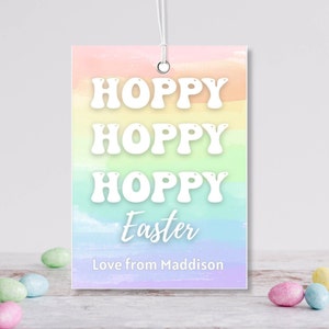 Printable Easter rainbow Gift Tags Easter bunny template tags school gift tag teacher Easter gift tag personalised Easter tag Easter basket
