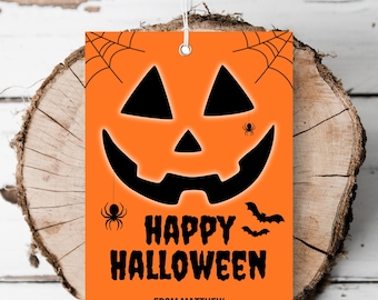 Etiqueta de regalo imprimible de Feliz Halloween Etiqueta editable de truco o trato Regalos para el aula escolar Etiquetas para fiestas de Halloween Etiqueta de abucheo Plantilla para fiesta de disfraces