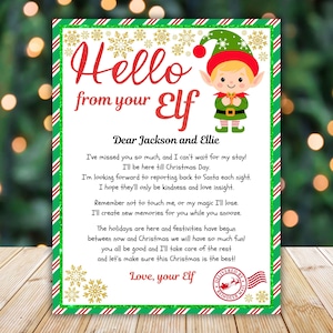 Editable Elf arrival letter Elf hello letter Printable Christmas elf letter North Pole elf printable  gift personalised elf letter template