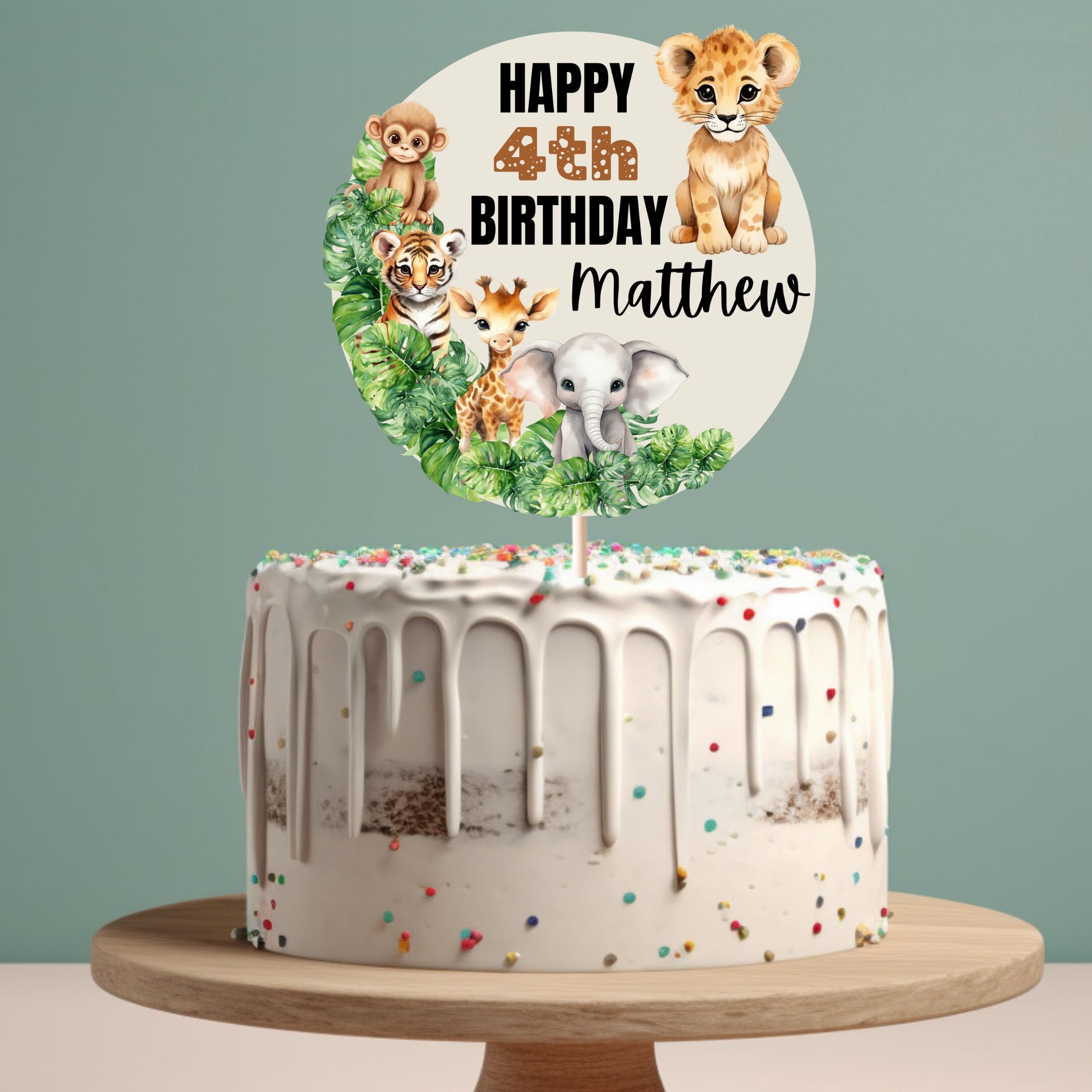 Printable Jungle Birthday Party Cake Topper Wild Animals Jungle Safari ...
