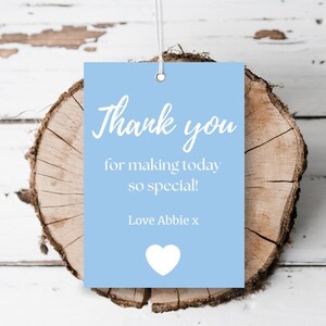 Printable Dusty Blue baby shower tags template modern baby blue wedding tags thank you favor tag minimalist party tags editable B7