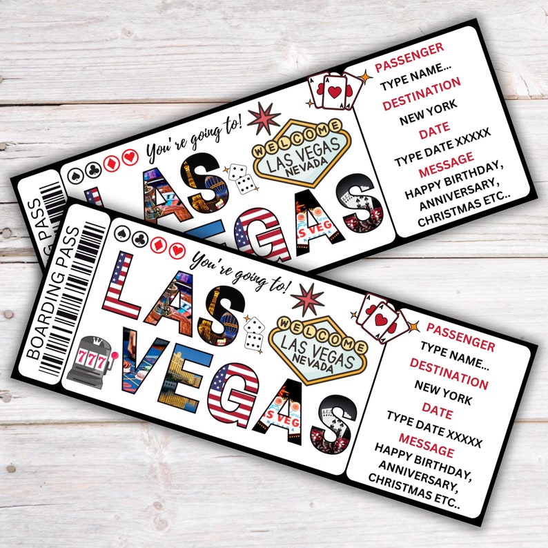 Printable Las Vegas Boarding Pass Template Editable Las Vegas Plane ...
